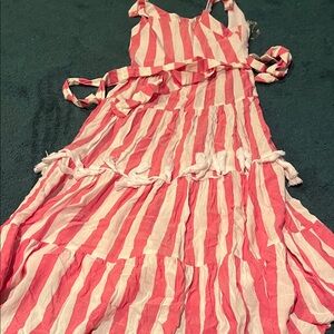 Striped Pink and White Kids Casual Dress
